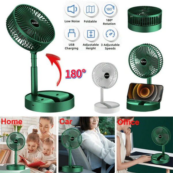 Portable Folding Fan USB Rechargeable Telescopic -3 Speeds Adjustable speed and Height Fan Portable Folding Fan USB Rechargeable Telescopic -3 Speeds Adjustable speed and Height Fan