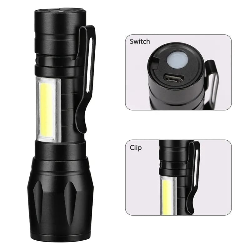 LED Flashlight – Waterproof Torch with USB Fast Charging & Side Lamp LED Flashlight – Waterproof Torch with USB Fast Charging & Side Lamp