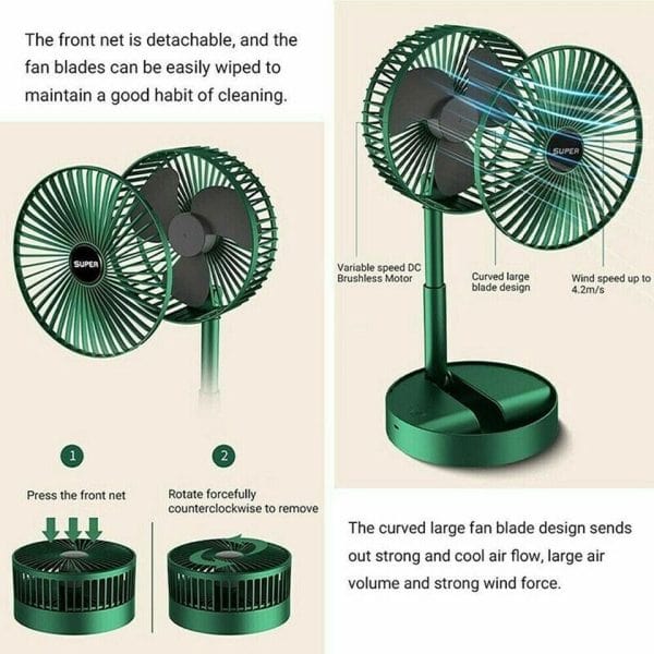 Portable Folding Fan USB Rechargeable Telescopic -3 Speeds Adjustable speed and Height Fan Portable Folding Fan USB Rechargeable Telescopic -3 Speeds Adjustable speed and Height Fan