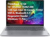 Lenovo ThinkBook 16 G6 16" FHD+ Laptop Computer, 13th Gen Intel 10-Core i5-1335U (Beat i7-1270P), 16GB DDR5 RAM, 1TB PCIe SSD, WiFi 6, Bluetooth 5.1, Fingerprint Reader, Windows 11 Pro, Tilsiy Cable