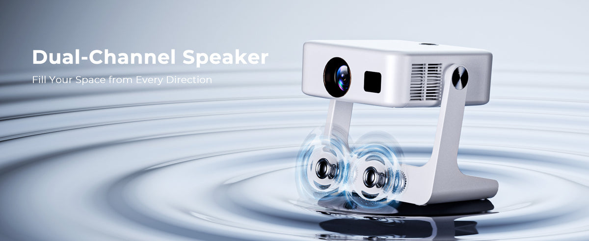 [1500 ANSI/Google Store/Voice Control] 4K Outdoor Smart Projector with WiFi6 and Bluetooth, 10,000+ Apps, Portable Proyector, Sovboi 1080P Audio Phone Movie Home [180° Stand & 300 ''Display]